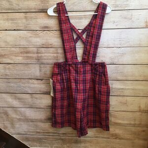 NWT VINTAGE JJ FARGO PLAID OVERALL SHORTS